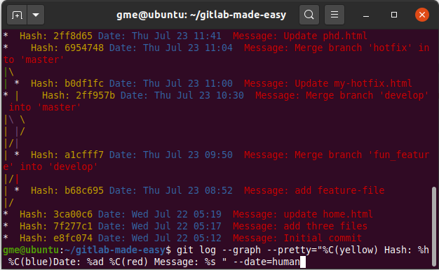 git log graph example