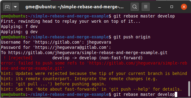 GitHub rebase rejected