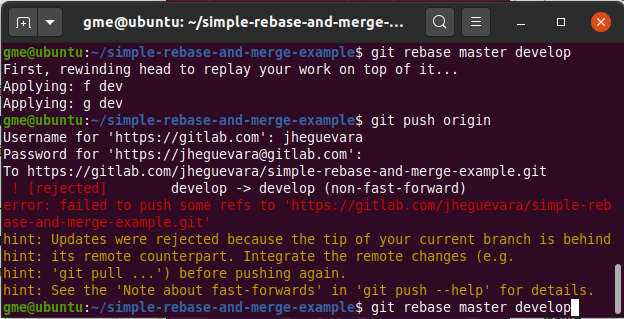 rebase to master git