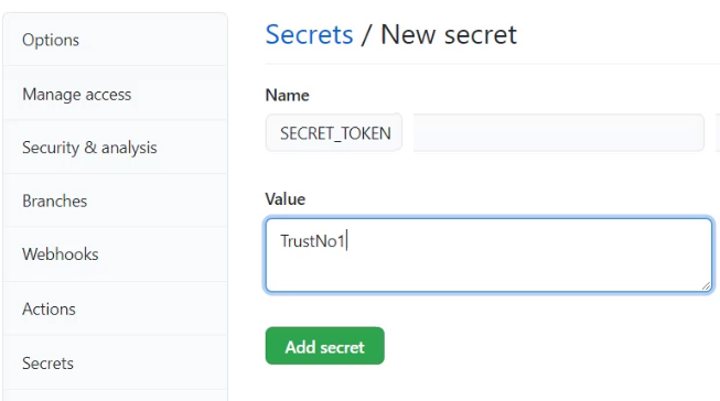 github actions secret