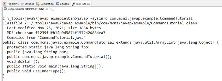 javap command tool example