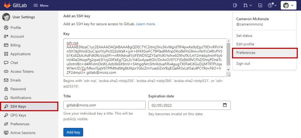GitLab SSH Key Config