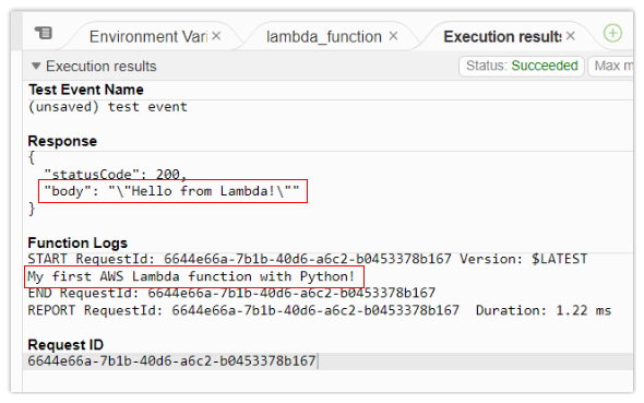 Run and test AWS Lambda Python function