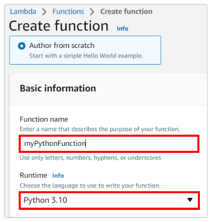 create a python aws lambda function