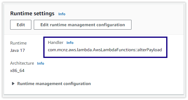 aws lambda runtime Java class package